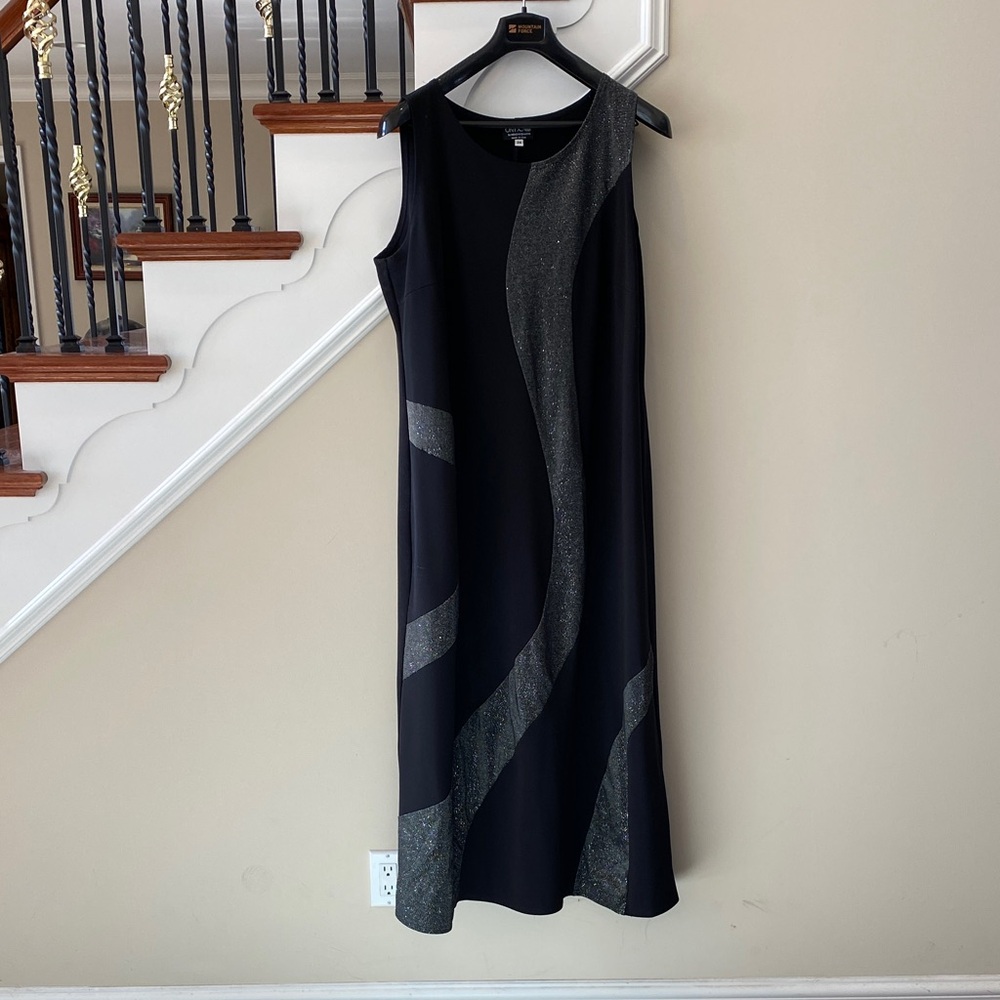 Onyx Nite Black and Silver Maxi Dress